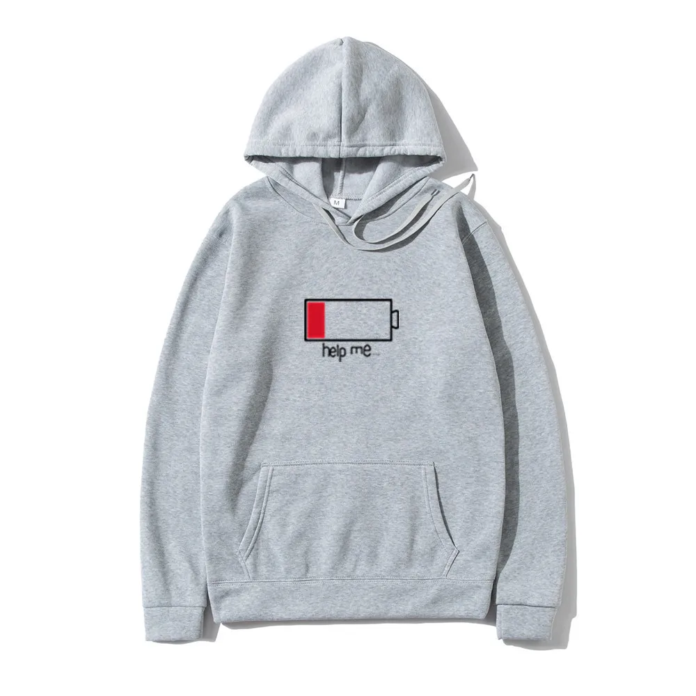 

Fashionable and Simple Men's Hoodie 2021 Spring and Summer Men's Casual Hoodie Sweatshirt Men's Low Power Help Me Hoodie Sweatsh