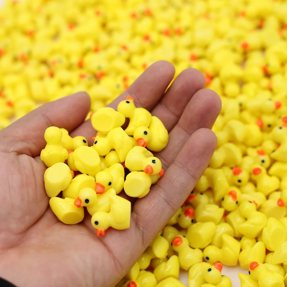 5 Pcs Cute Yellow Duck Miniature Figurine Ornaments Micro Landscape Decoration Accessories Simulated Animal Resin Charms Crafts