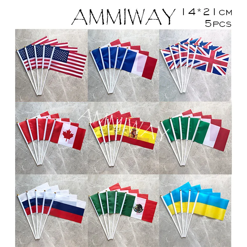 AMMIWAY 14x21 см 5 шт. Польша Швейцария Россия Чешская Республика флаг маленькая рука