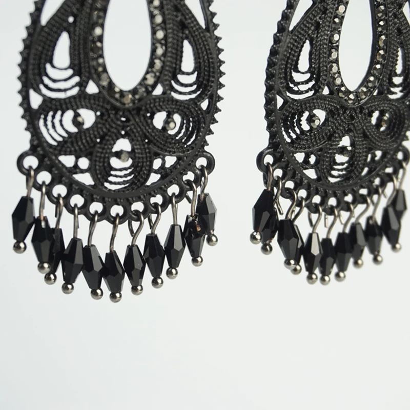 Черные металлические висячие серьги M & G с кисточками женские винтажные