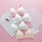 Бюстгальтер без косточек, хлопковое нижнее белье с эффектом пуш-ап, женские тонкие бюстгальтеры, дышащий бюстгальтер для студенток и девушек