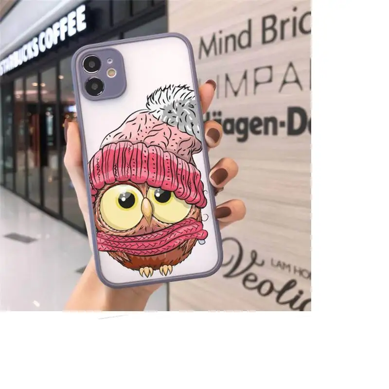 

Cute animal Owl Phone Cases Matte Transparent For iPhone 12 Mini 11 Pro XR XS Max 7 8 Plus