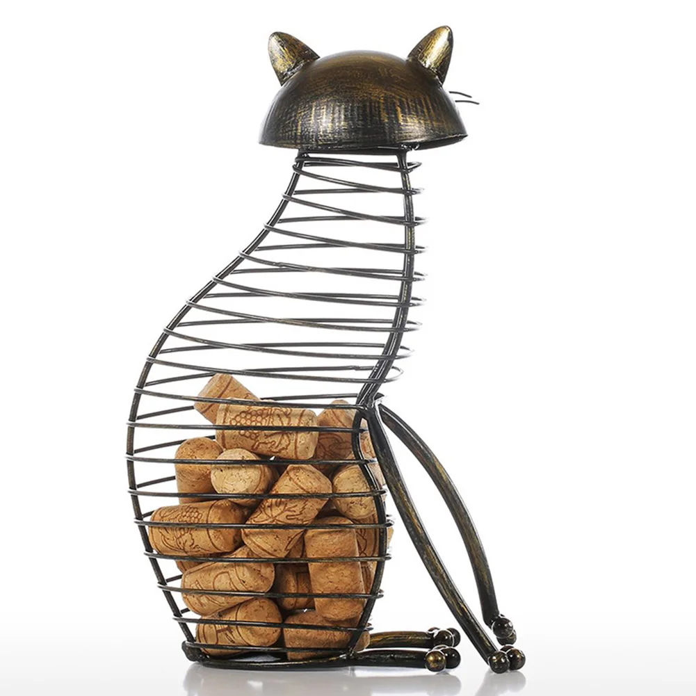 Cat Shaped Practical Wine Cork Container Holder Bar Accessories Craft Kitchen Barware Modern Iron Structure Ornament Handicraft |