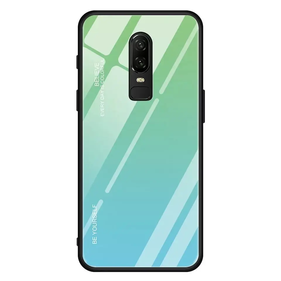 Oneplus 6 6T радужное стекло градиентное закаленное Оригинальная мягкая рамка из ТПУ