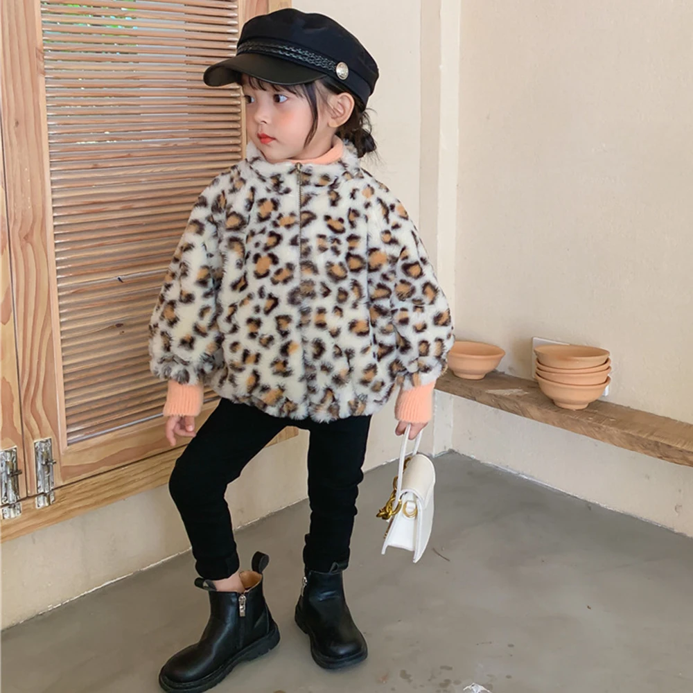 

Children's Wear 2020 Winter Girl Downy Warm Leopard Sweater Baby Girl winter Jacket Children's Clothing Boys Clothing3to 8 Years