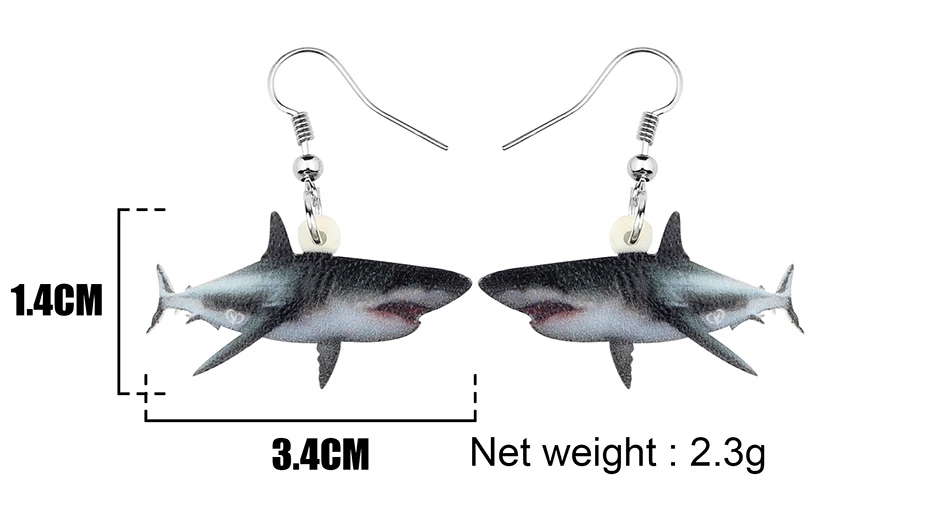 Bonsny Acrylic Ocean Black Shark Fish Earrings Drop Dangle Sea Animal Jewelry For Women Teens Girls Friends Charms Gift Hot Sale