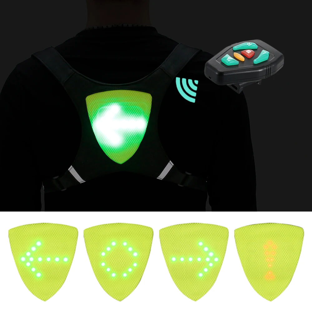 

LED Wireless cycling vest Bicycle Reflective Warning Vests with LED Turn Signal Light Remote Control Safety Bag MTB Bike Bag