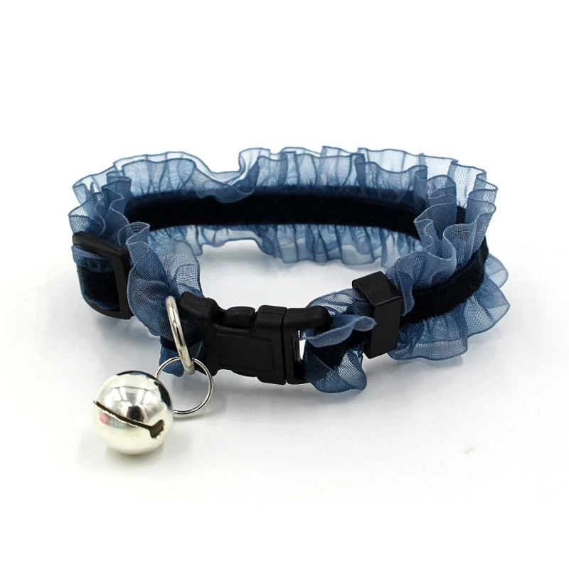 

Dog Cat Collar Lace Bell Korean Style Adjustable Elastic Pets Necktie For Small Dogs Plastic Buckle Puppy Collars Pet Products