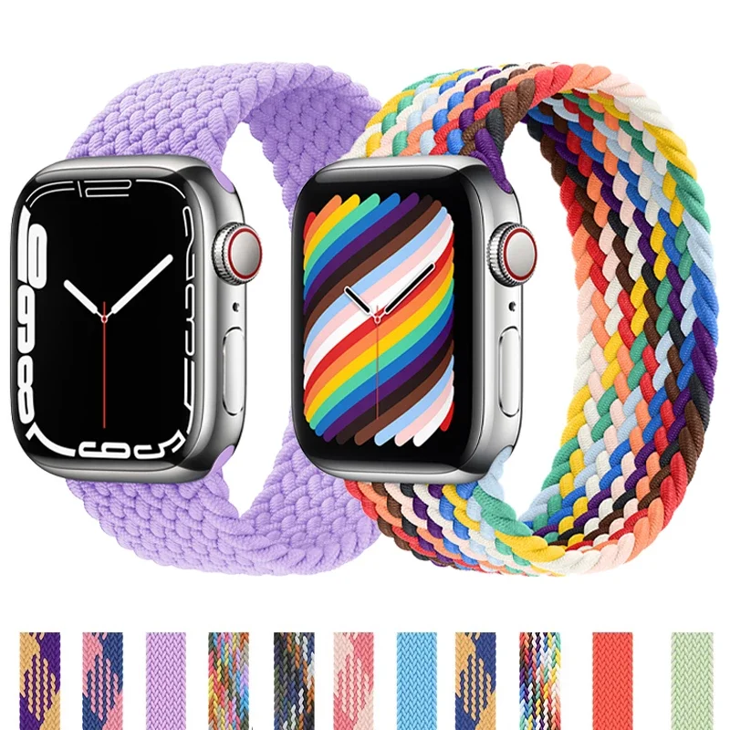 

Braided solo loop Strap For Apple watch band 44mm 40mm 38mm 42mm 44 mm Nylon belt bracelet correa iWatch 3 4 5 SE 6 7 45mm 41mm