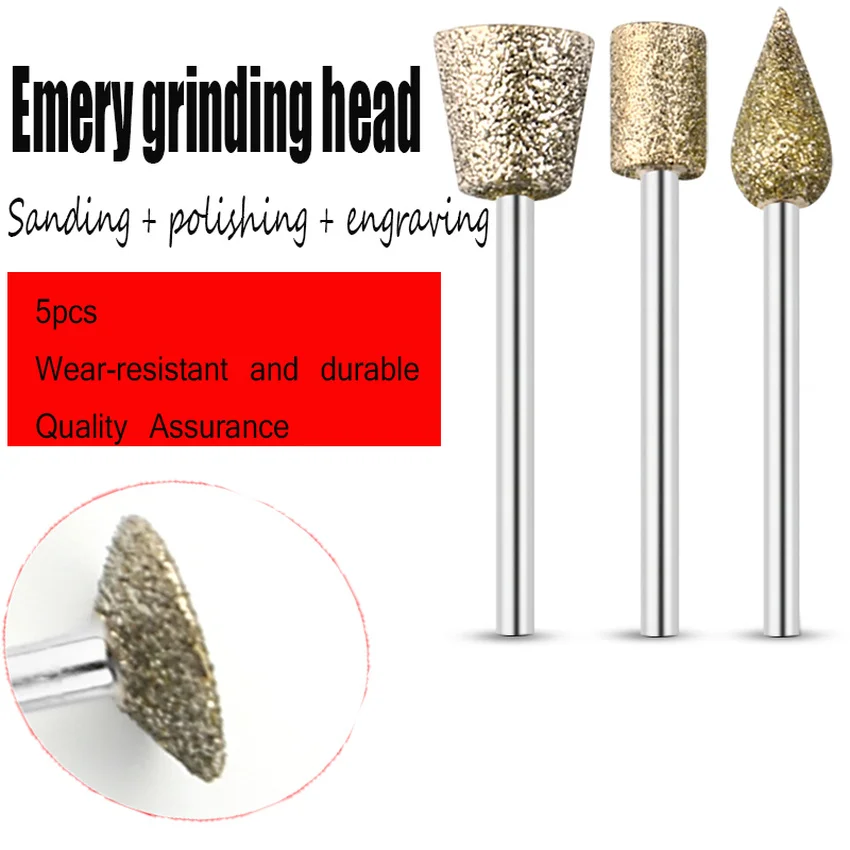 

Carborundum Emery Electric Grinding Head 3mm Jade Peeling Carving Mirror Polishing Coarse Sand T Type Abrasive Tools