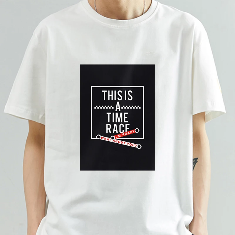 

2021 Classic This Is a Time Race White Lettered T Shirt For Men Fashionable Unisex Brand T-shirt Cotton Amazing Short Sleeve Top