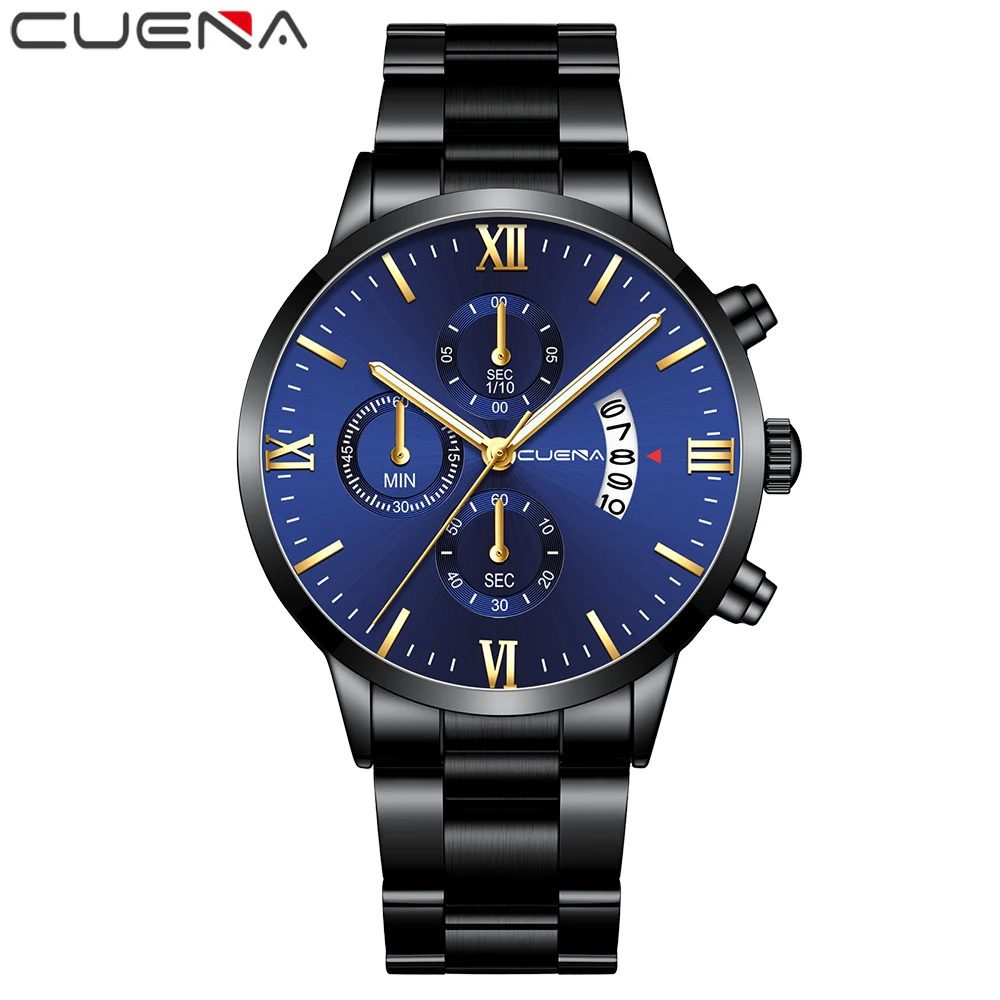 Часы-Хронограф Мужские кварцевые из нержавеющей стали | Наручные часы