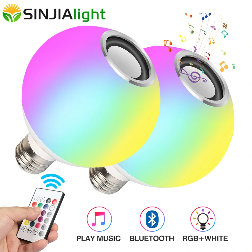 2/4/8 шт. E27 "Умная лампа RGB" Беспроводной светодиодный bluetooth динамик RGBW