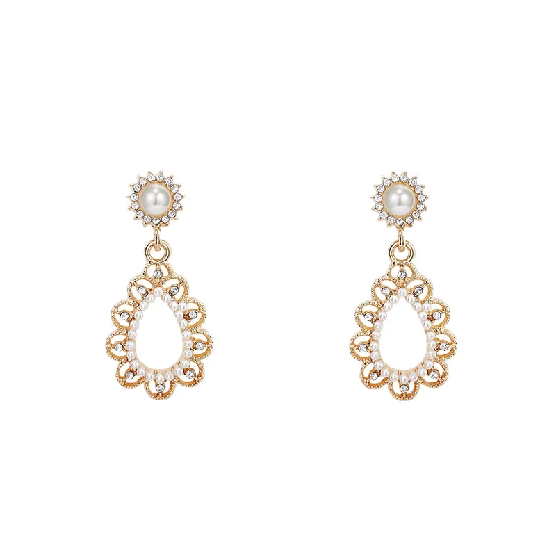 

Fashion Lace skirt retro baroque pearl drop earrings for women zircon earrings court temperament wild earrings jewelry gifts