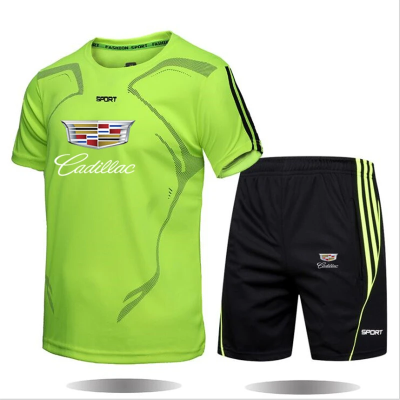 

2021 New Young Breathable Casual Cadillac men Suit Summer Fitness Quick Drying Climbing Sleeve Sport Set Running Spring man