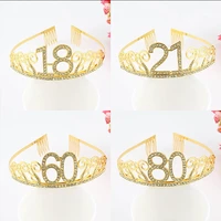 european and american first birthday cake crown number birthday hat bridal party banquet rhinestone hair accessories headband