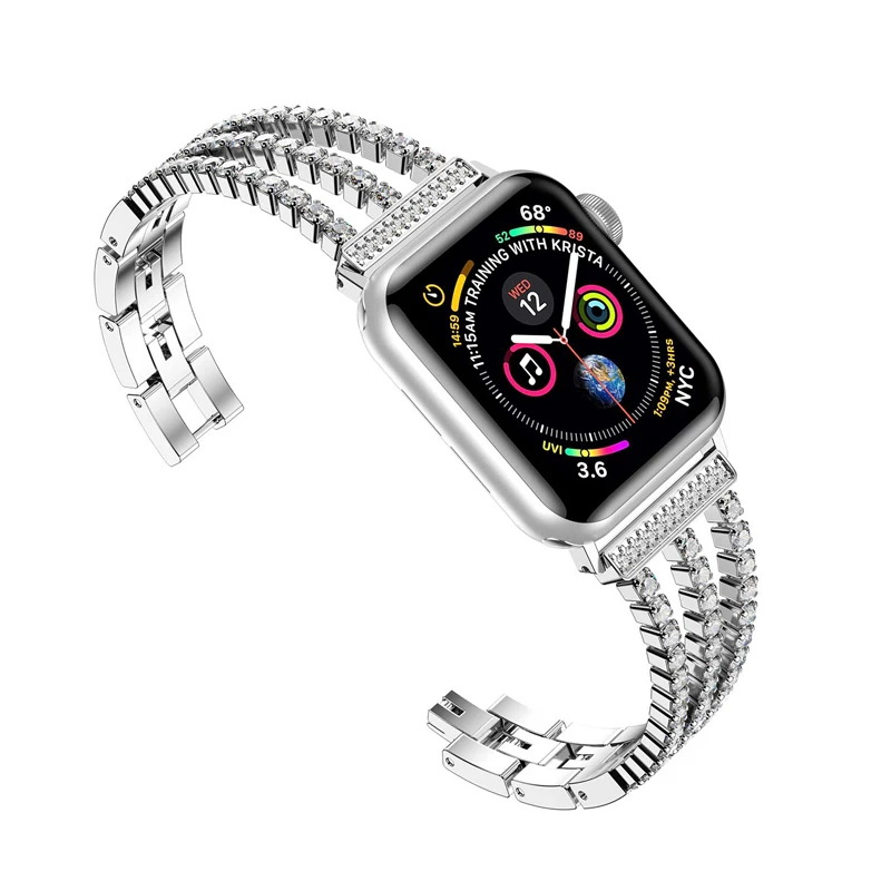 Алмазный ремешок для наручных часов Apple Watch, версии 40 мм, 38 мм, 42 мм, 44 мм наручных часов IWatch серии 5/4/3/2/1 Нержавеющая сталь браслет для женщин ремешок для часов из нержавеющей стали