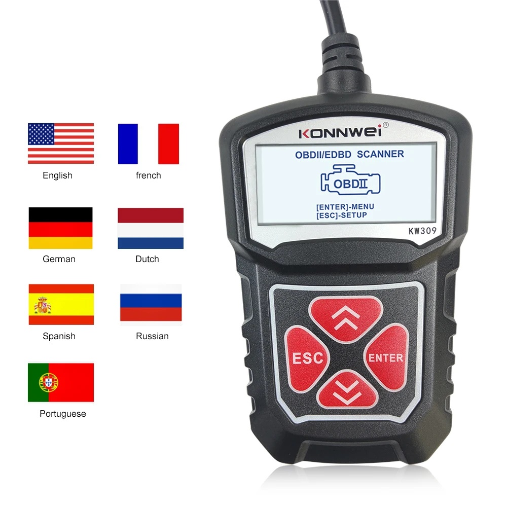 Автомобильный диагностический сканер KW309 OBDII OBD2 универсальный прибор для