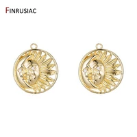gold plated moon and sun round pendant for jewelry making high quality brass pendant diy making necklace earrings accessories