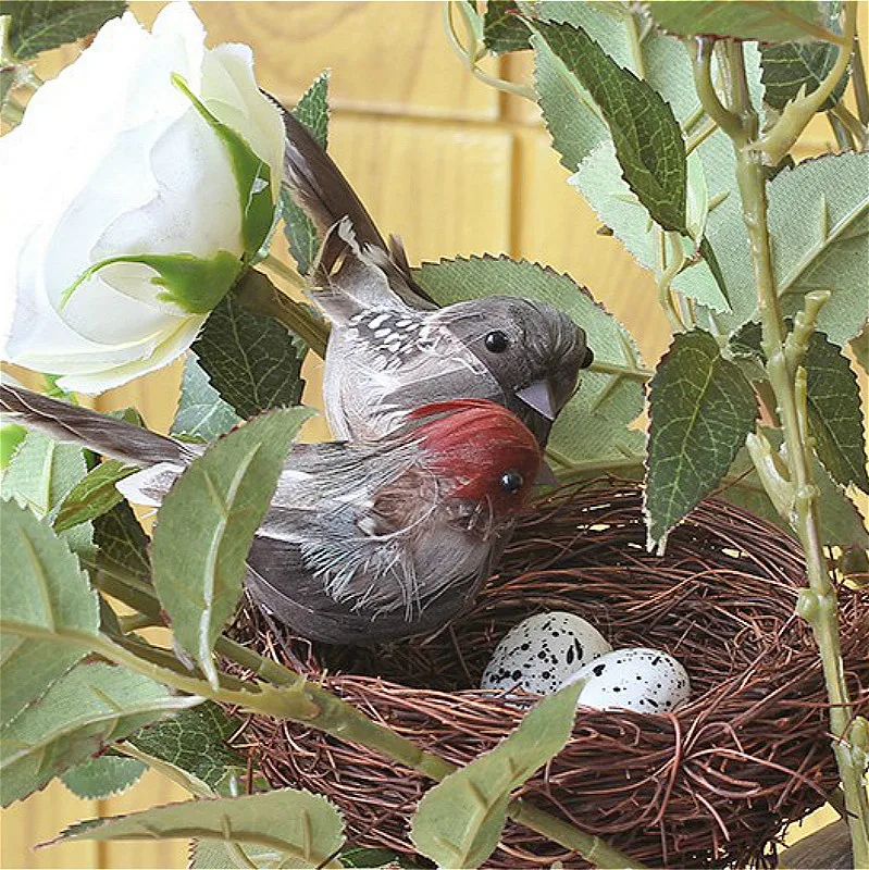 SUEF ручной работы ротанга Птичье гнездо клетка украшение яйцо имитация