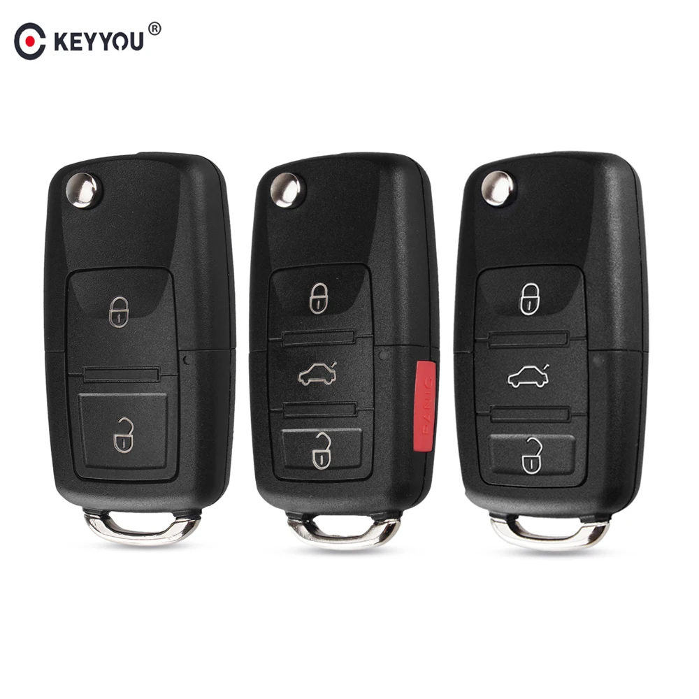 Складной чехол книжка KEYYOU с 2 и 3 кнопками для Volkswagen VW Passat Polo Golf Touran Bora Ibiza Leon Octavia