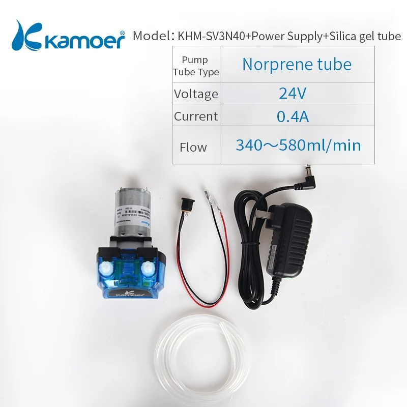 KHM-SV3N40-List-2 Kamoer KHM 12 V/24 V Перистальтический водяной насос с кремнием/трубка norprene поддержка для самовсасывания - Напряжение: KHM-SV3N40-List-2