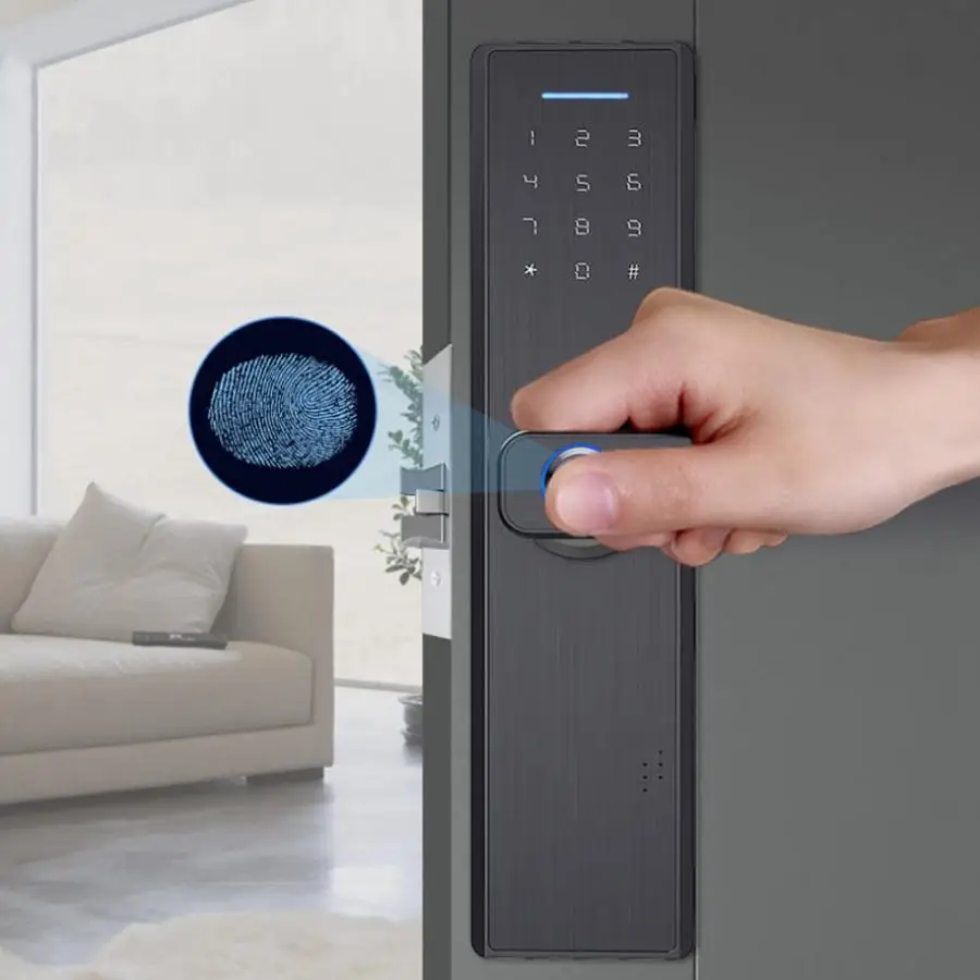 Fingerprint Door Lock Fingerprint&ampCard&ampPassword&ampKey Anti-Theft 2-Tough Electronic Home Security Smart Black | Обустройство