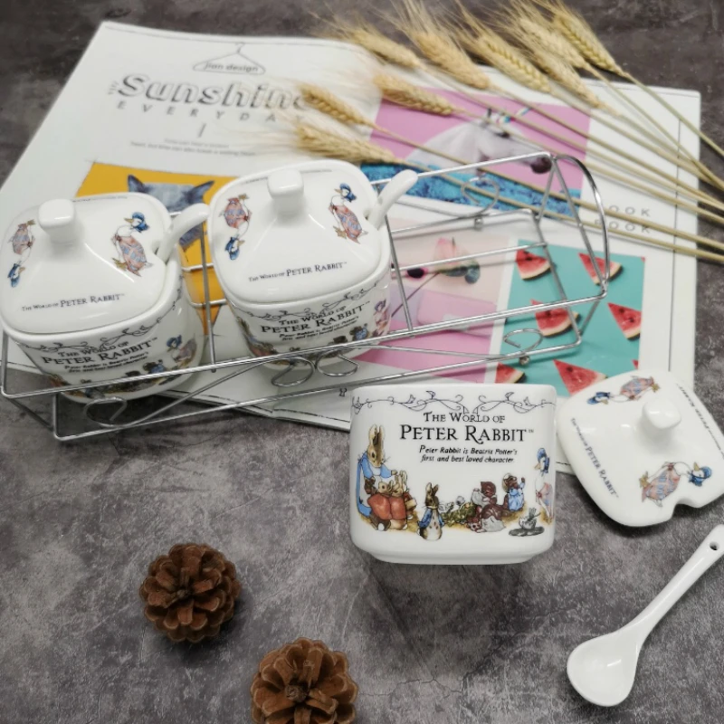 Peter Rabbit Export Order Best Quality Sugar Bowl Kitchen Tools Salt Spice Tin Spices Container Honey Jar Suikerpot Zuccheriera