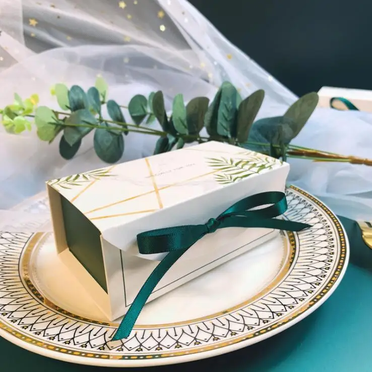 20pcs Green Gift Box Birthday Party Wedding Baby Shower Package Chocolate Cookies Cake Decoration With Ribbon | Дом и сад