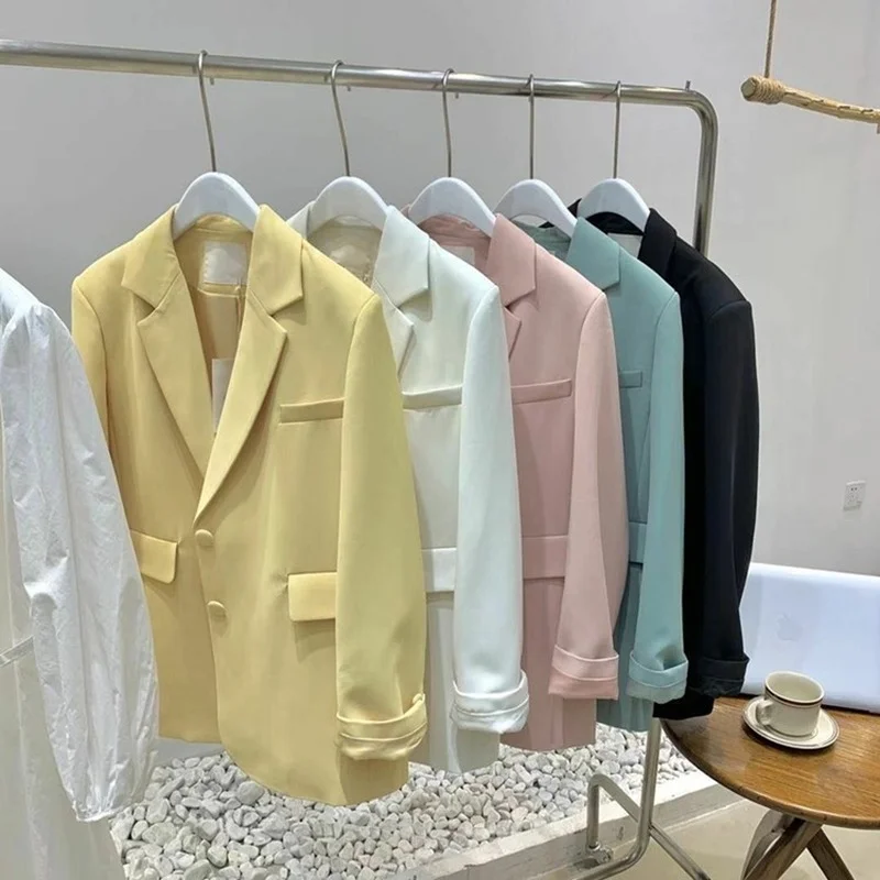 

Korean Fashion Solid Colors Casual Office Blazer Student Work Wear Business Clothing Preppy Sytle Long Sleeve Blazer Formal Suit