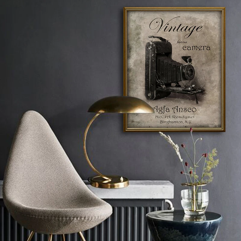 Винтажная фотокамера Холст Картина плакаты старая машина настенный