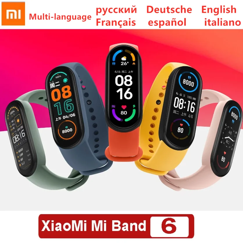 Глобальная версия фитнес-браслет Xiaomi Band 6 водонепроницаемый фитнес-трекер с AMOLED