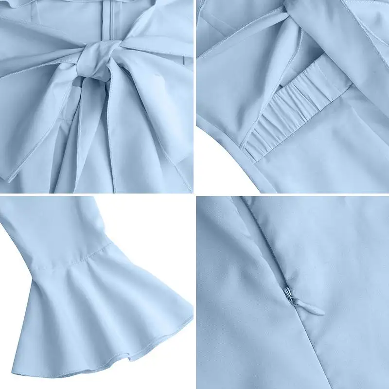 

Office Ladies Wide Leg Pant Women Summer Jumpsuits 2021 VONDA Sexy Flare Sleeve One Shoulder Overalls Femme Playsuits