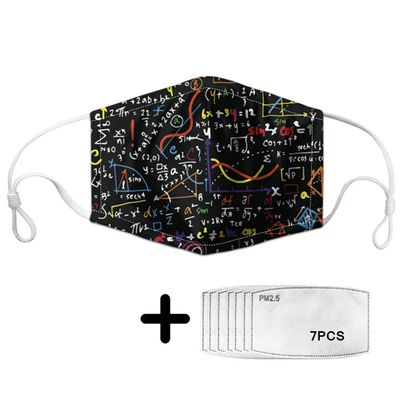 Маска для лица с математической формулой маска защиты от пыли мужчин и женщин |