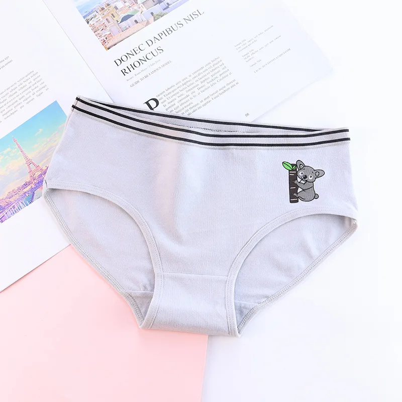 

Four-Pack Ladies Underwear Koala Tiger Bird Pure Cotton Simple And Comfortable Breathable Mid-Waist Briefs