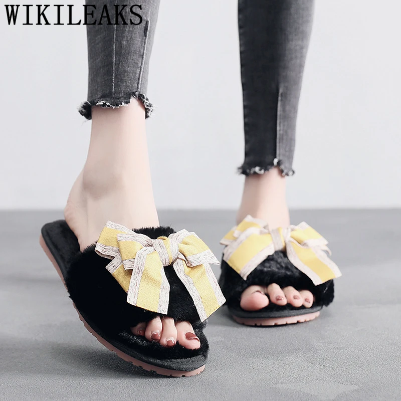 Зимние меховые мягкие тапочки симпатичные Тапочки для спальни женщин модная