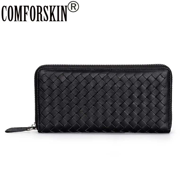 

Длинный мужской кошелек из 100% овечьей кожи COMFORSKIN, вместительный кошелек для визиток и карт, мужские кошельки на молнии, Прямая поставка