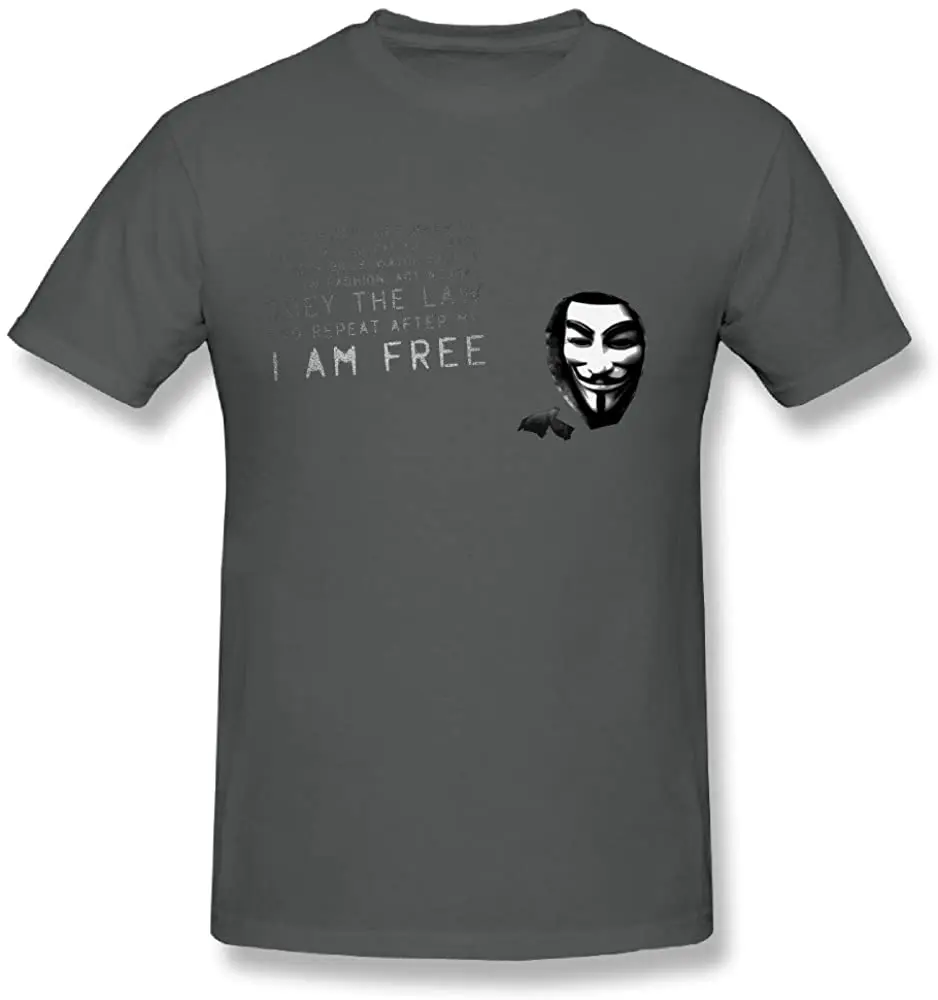 

TECC V for Vendetta I Am Free Mens Fashion T Shirt Black