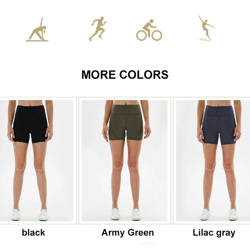 

Slim Fit High Waist Yoga Sport Shorts With Phone Pockets Women Solid Fitness Running Shorts Tummy Control Workout Gym Shorts