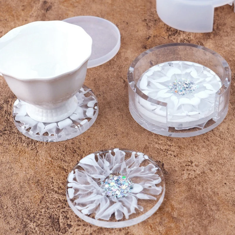 

Coaster Resin Moulds, Silicone Coaster Storage Box Mould, Epoxy Resin Moulds for Resin, Cups Mats, Home Decoration