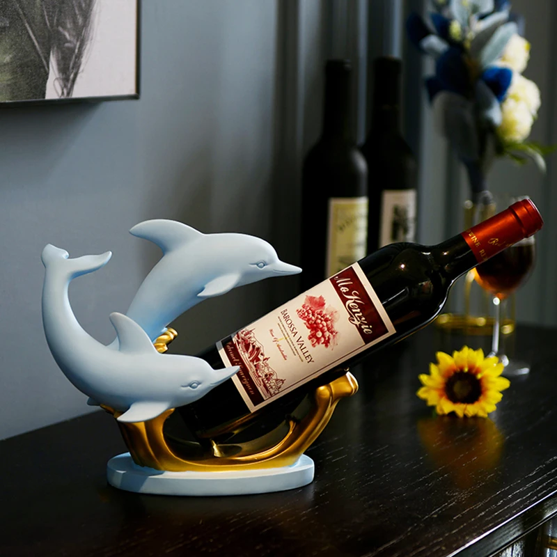 

Grape Wine Rack Resin Decoration Dolphin Light Luxury High-end Home Goods Living Room Wine Cabinet Meal Desktop Soft Decorations