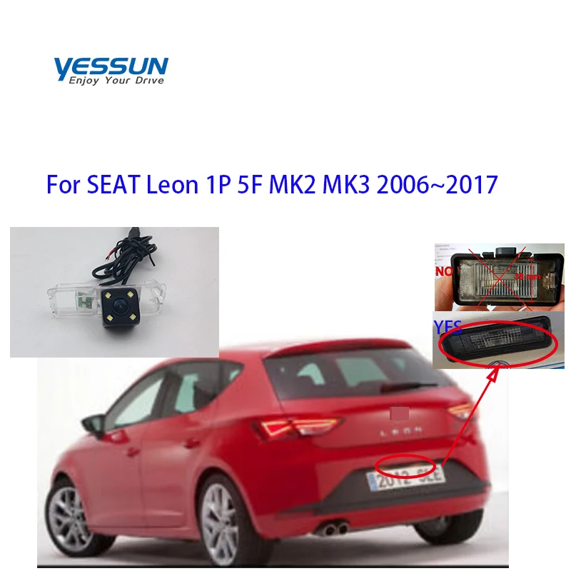 Камера заднего вида Yessun CCD для SEAT Leon 1P 5F MK2 MK3 2006 ~ 2017 парковочный задний фонарь 4