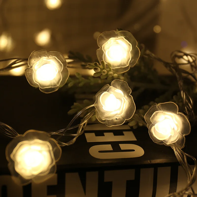 

10/20/40 LED Rose Flower Garden Decor Fairy Garland String Lights Wedding Decoration Christmas Decorations for Home Navidad 2021
