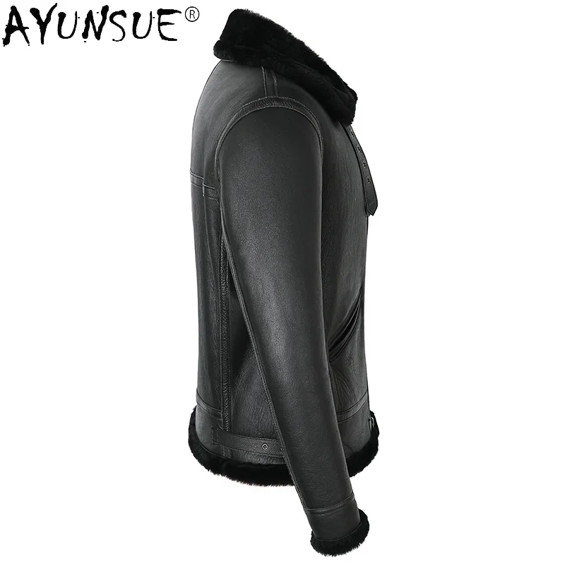 Мужская кожаная куртка из натуральной кожи мужское зимнее пальто овчины | одежда