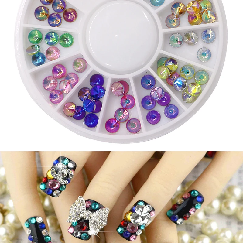 Wholesale 10/20Box 3D Rhinestone Nail Art Tips Decorations Glitter Gems Beads Crystal Nail Art Polish Manicure Accessories