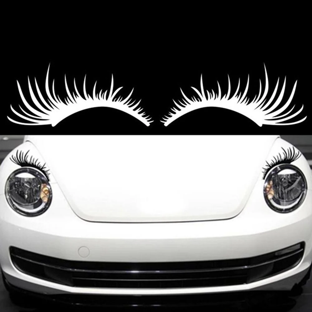 

1 Pair Charming False Eyelashes Fake Eye Lash Sticker Car Headlight Decoration Funny Decal Door Window Car Exterior Decoration