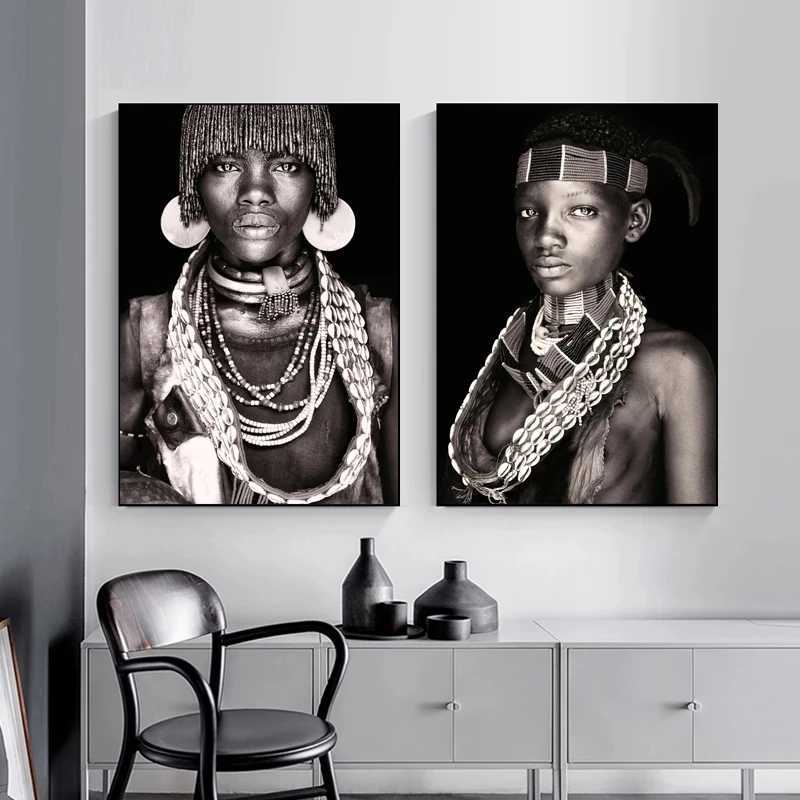 

Abstract African Tribal People Portrait Canvas Painting Nordic Wall Art Posters and Print for Living Room Bedroom Decoration