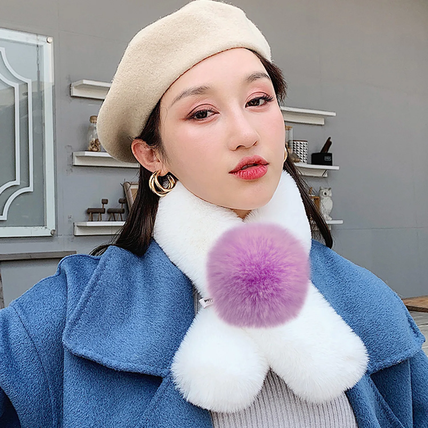 12 шт. 5 см помпоны из искусственного меха с эластичными петлями для вязания шапок