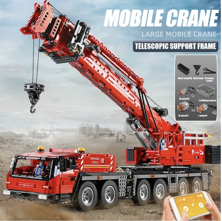 

Mould King high-Tech Crane Series The APP RC Motorized Red GMK Mobile Crane Model Building Blocks Bricks Toys Kids Birthday Gift