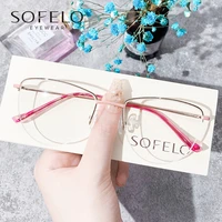 semi rimless cat eye myopia eyeglasses women optical progressive prescription eye glasses bifocal multifocal spectacles 2021